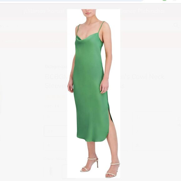 BCBGMaxAzria Dresses & Skirts - BCBGMAXAZRIA Green Satin Slip Dress – Size 4
